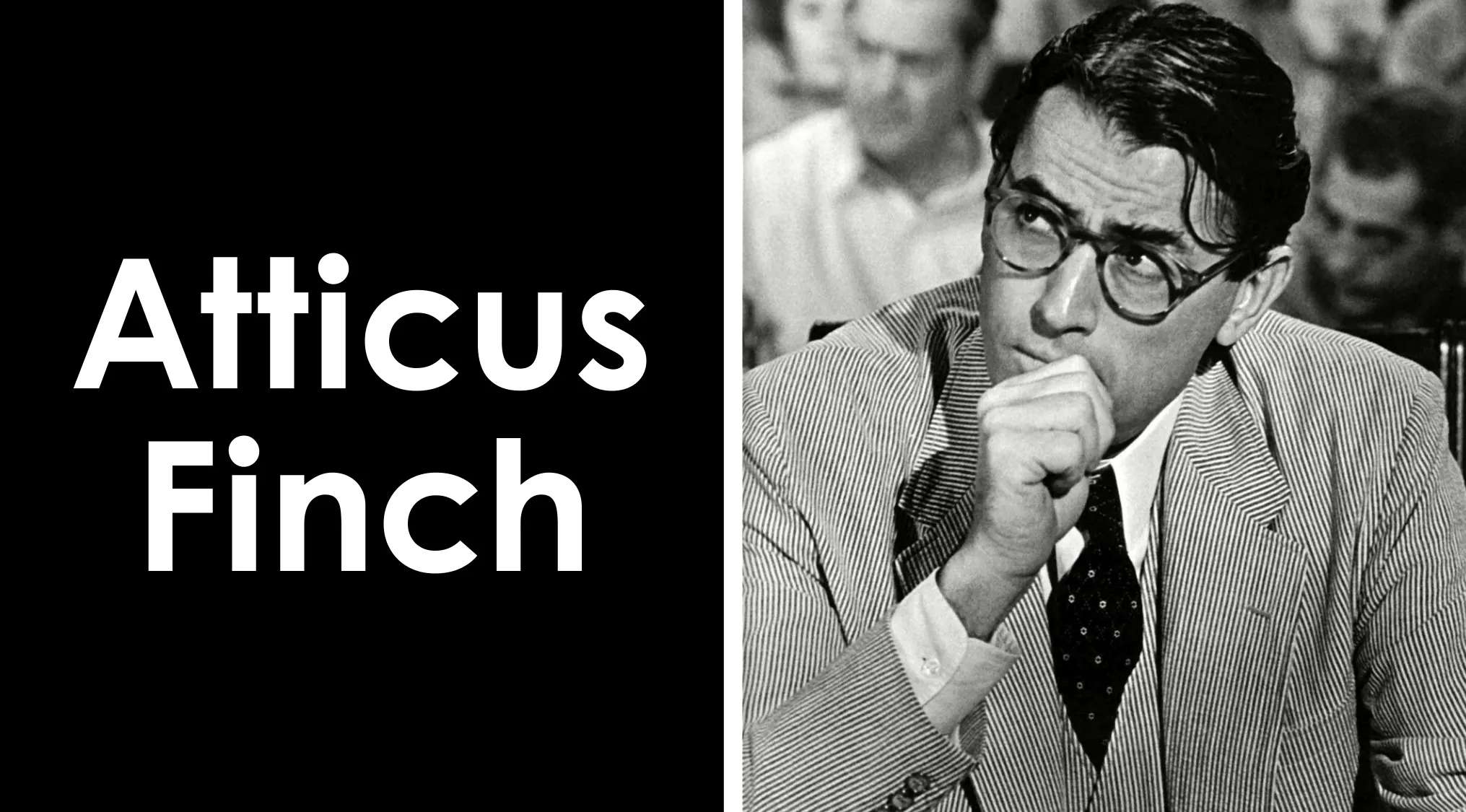 Black and white image of Atticus Finch from To Kill a Mockingbird representing justice and moral integrity in English literature.