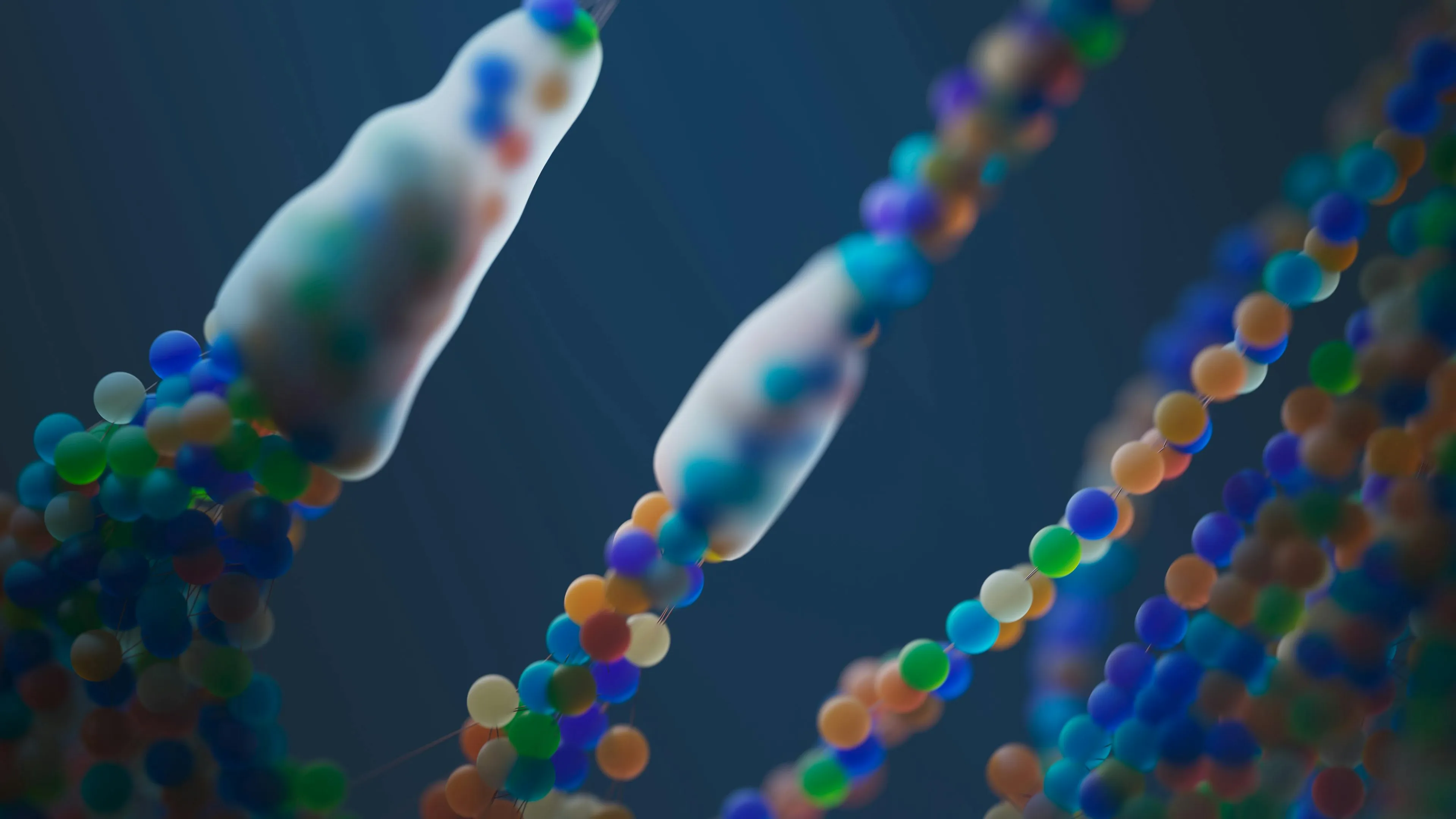 3D illustration of molecular structures representing cell communication pathways in biology education quiz content.