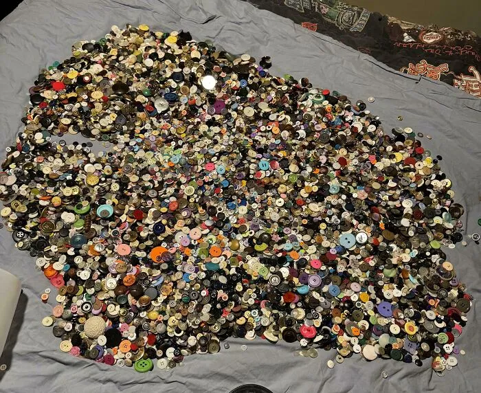 My Hoard Of Buttons. They Stay In Containers Under My Bed. Occasionally I Take Them Out And Play With Them. The Only Thing I Collect With No Purpose
