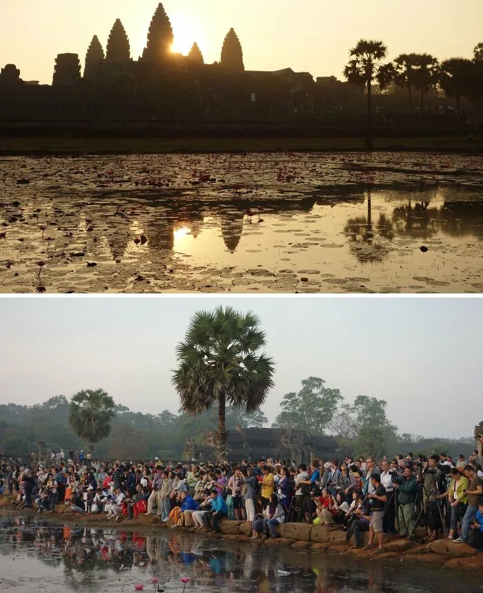 Las dos caras de viajar. Un amanecer sereno en Angkor Wat.