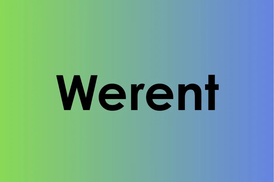 Werent displayed in bold text on a green to blue gradient background illustrating the contraction of were not.