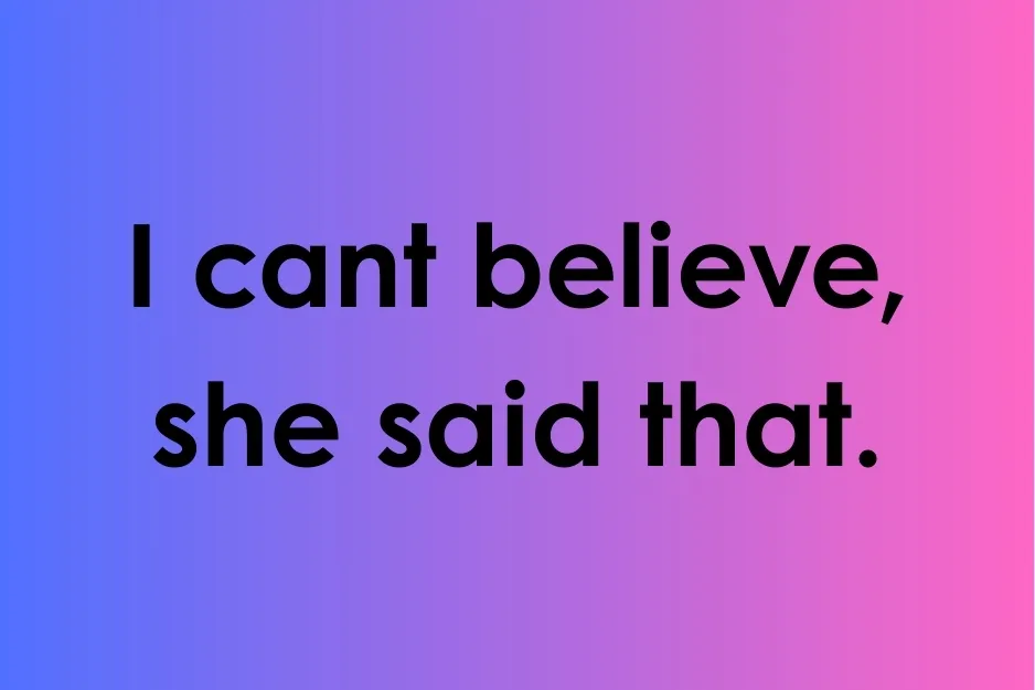 Text on a blue to pink gradient background showing a sentence to read carefully and choose correct punctuation.
