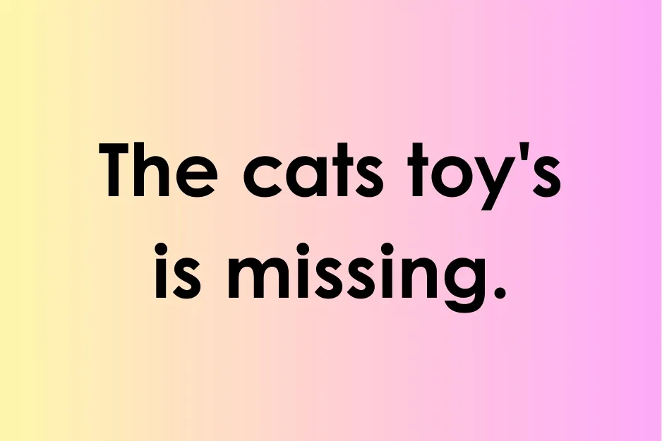 Text on gradient background showing a sentence with an apostrophe used incorrectly for SEO keyword usage.