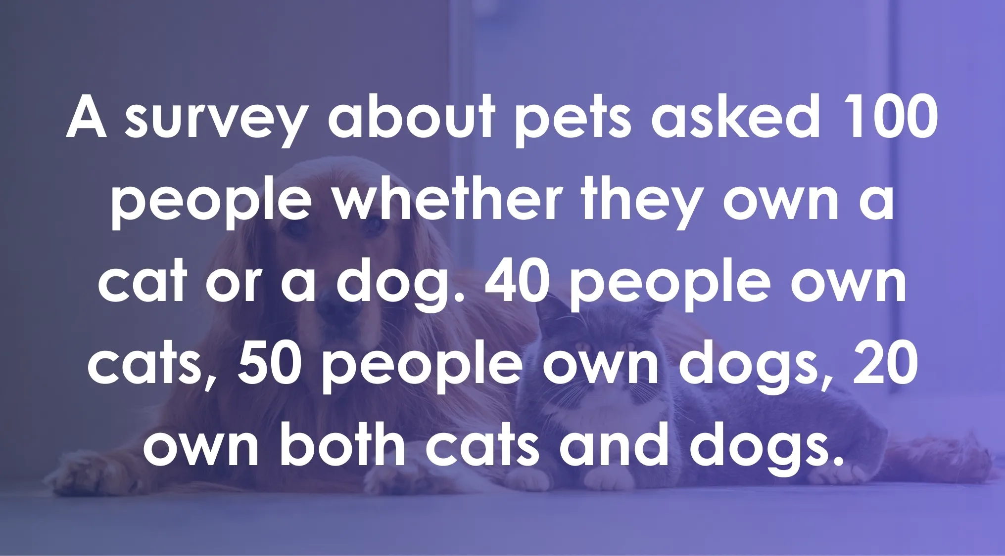 Survey results show how many people own only a cat or a dog, including those who own both pets.
