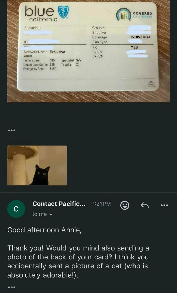 Accidentally Posted My Void Instead Of The Back Of My Insurance Card