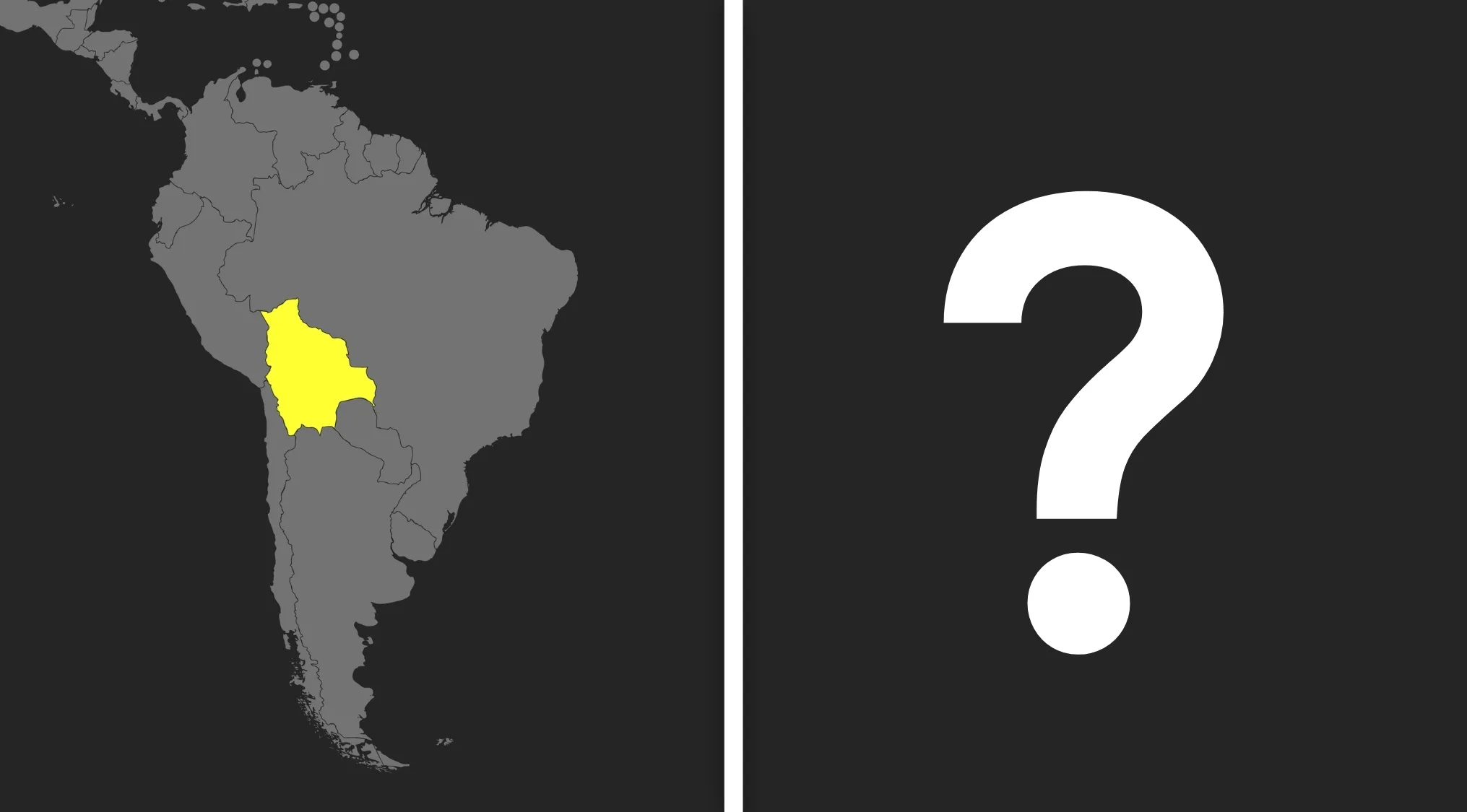 South American country highlighted in yellow on the map, part of a geography challenge visual hint quiz.