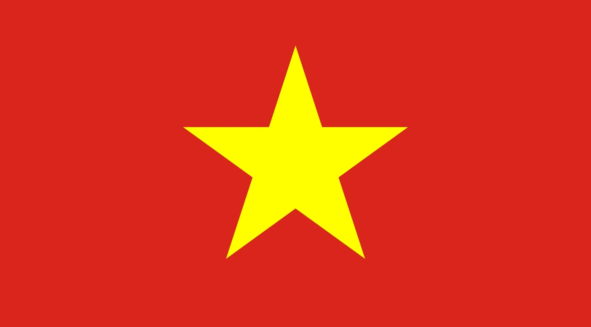 Vietnam flag with a large yellow star on a red background as a geography challenge visual hint to guess the country
