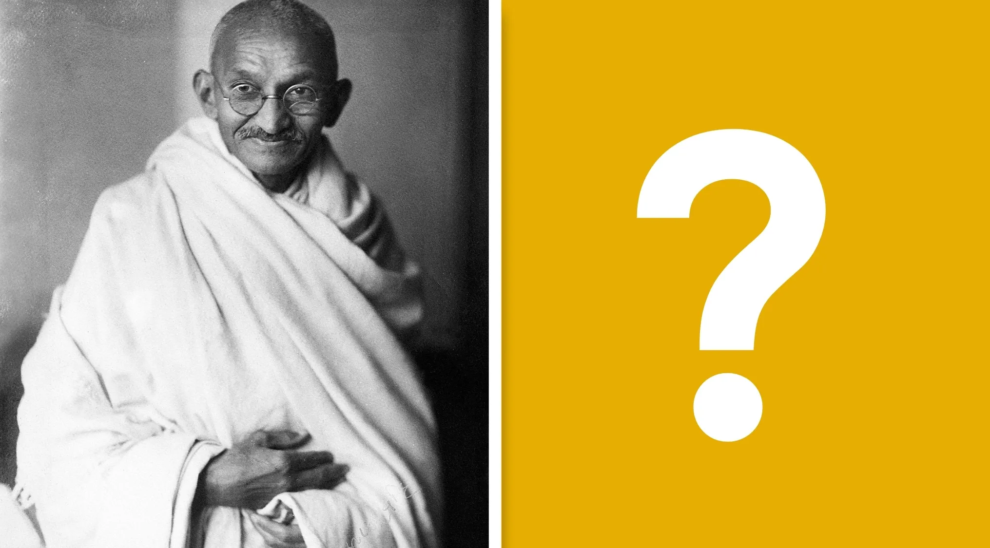 Black and white image of a famous person as a visual hint for geography challenge to guess the country.