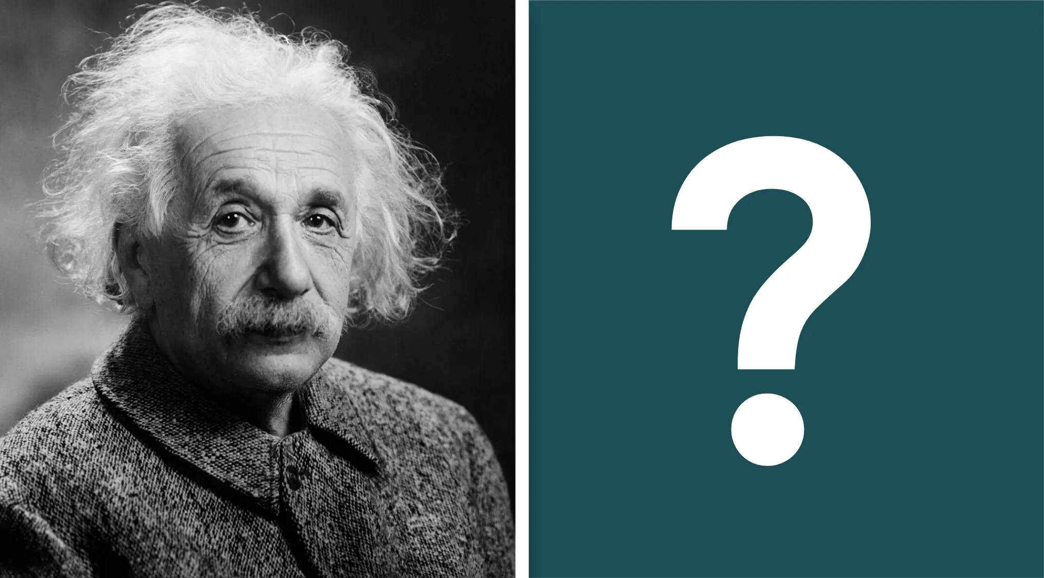 Black and white portrait of a famous person used as a visual hint in a geography challenge to guess the country.
