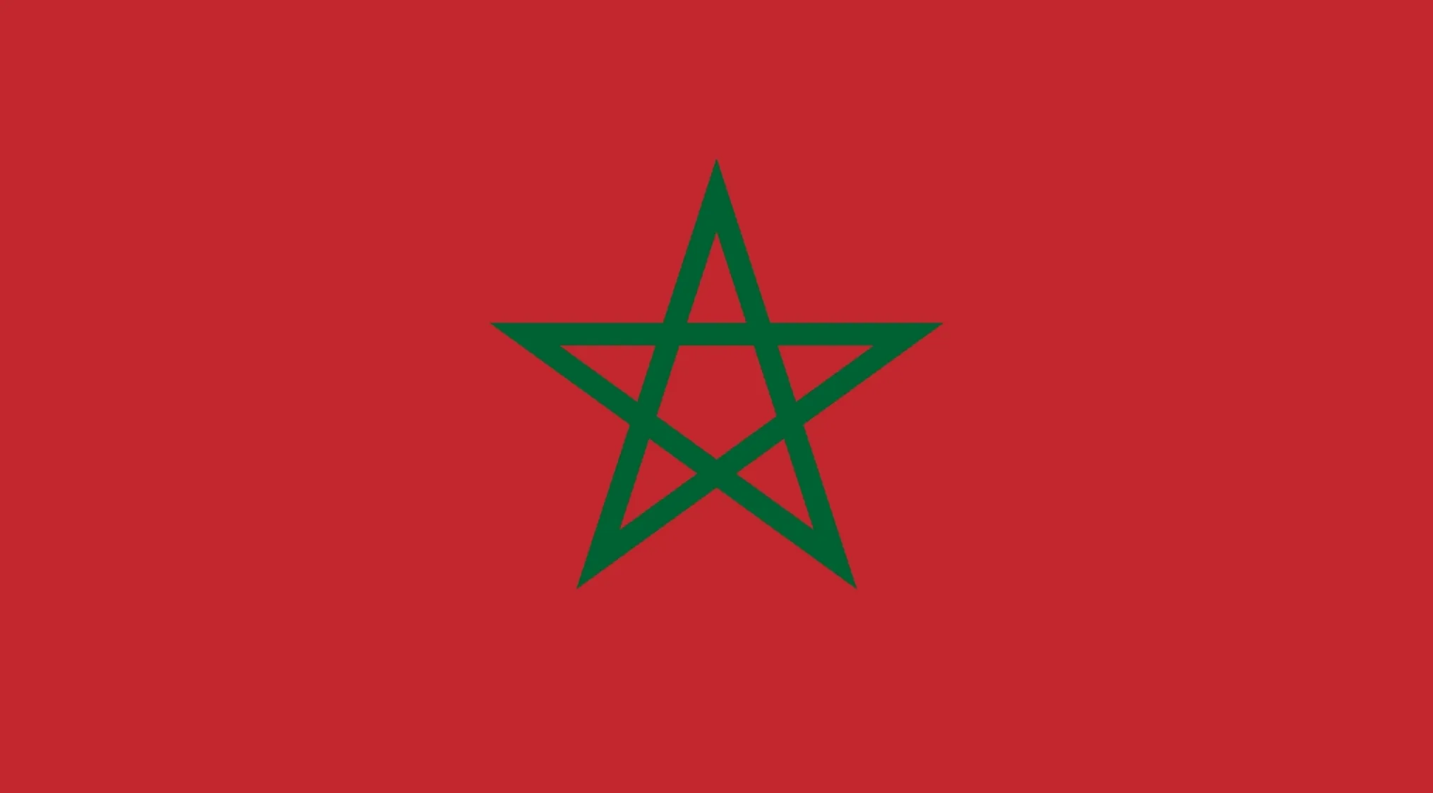 Morocco flag with a green pentagram star on a red background for Geography Challenge country identification.