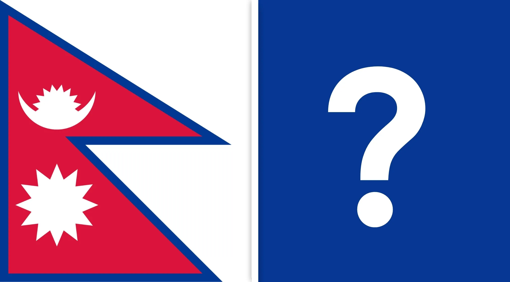 Nepal flag displayed as a visual hint in the geography challenge to guess the country from the flag image.