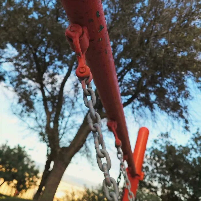 Brought Some Wd40 To The Park To Lube This Public Swing Set That Used To Be Obnoxiously Loud. I Know Now I'm Going To Spend An Hour Here, But It's Sooo Worth It