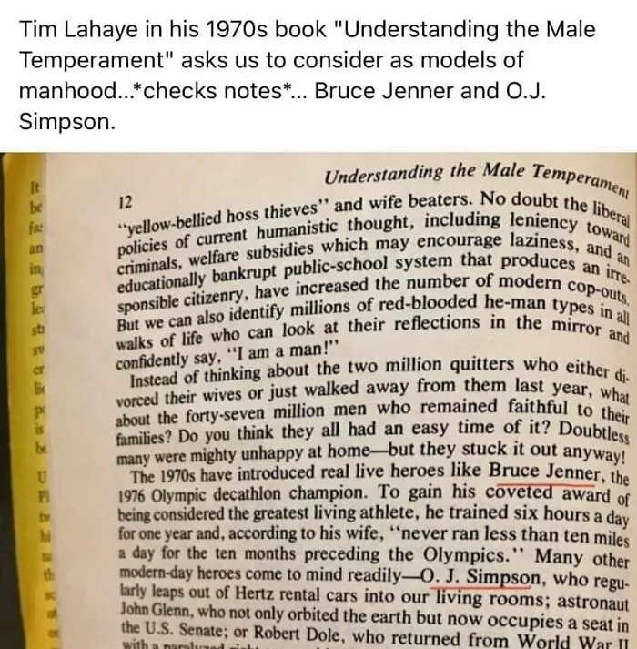 Author Of "The Left Behind" Series Of Christian Novels Sites Bruce Jenner And OJ Simpson As, "Models Of Manhood" In 1970 Book