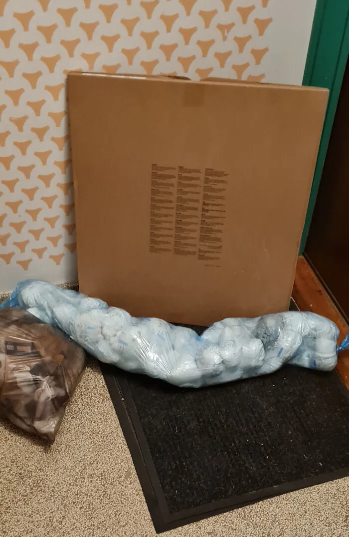 My Neighbours Disgusting Habit Of Keeping His Trash In The Hallway. Today Featuring A Bag Full Of Used Diapers
