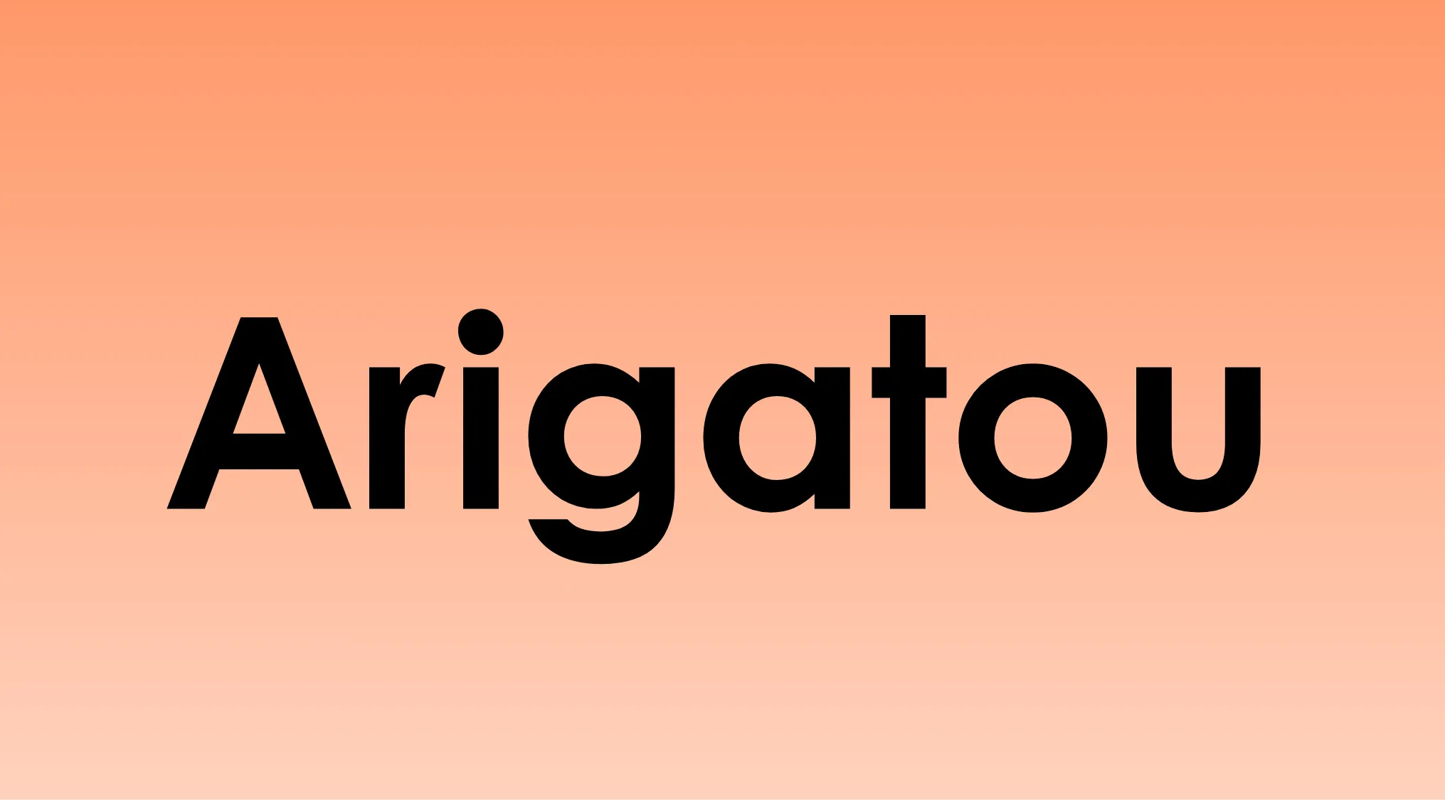 Arigatou text in bold black font on a peach gradient background for a pub quiz language question.