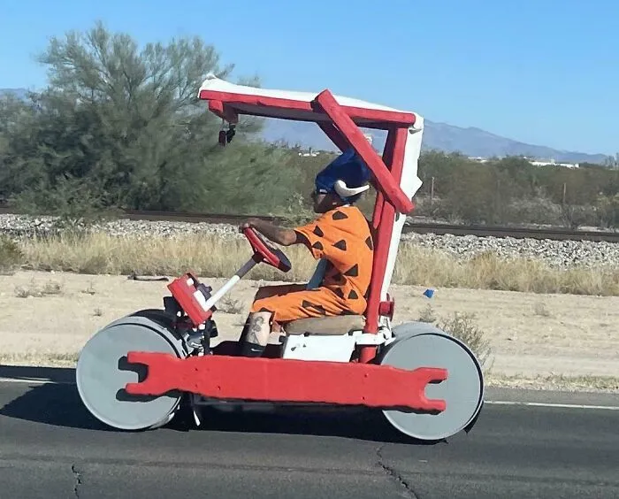 I Think This Guy Wins Halloween. Cruising Down The Road At 50 Miles An Hour