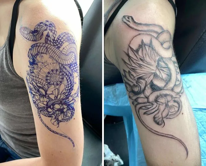Plantilla de tatuaje vs. realidad. No, no admitieron que no estaba bien