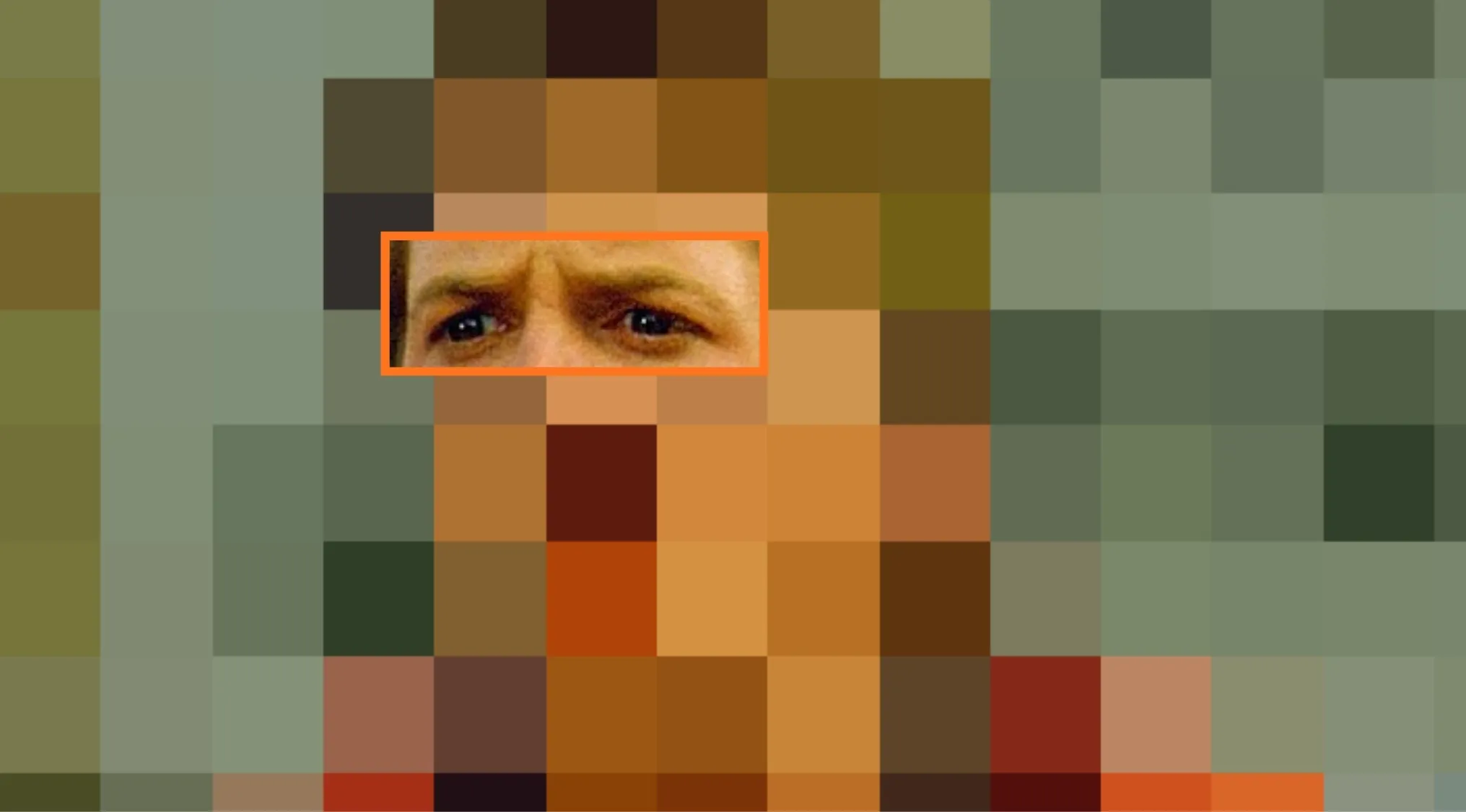 Close-up of a character's eyes in a pixelated image for guessing the movie from the characters' eyes part 2.