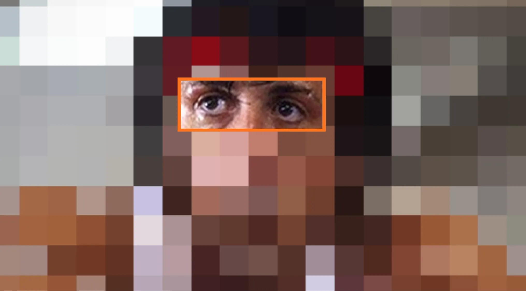 Close-up of a character’s eyes from a famous movie, part of a guess the movie from the characters' eyes challenge.