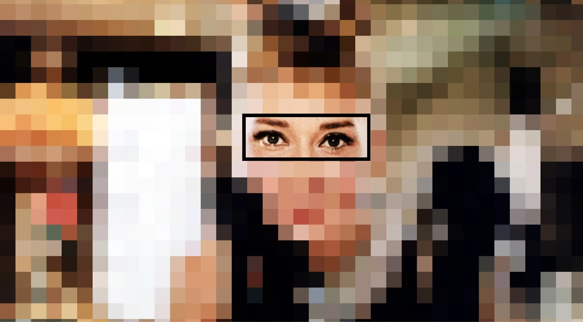 Close-up of a female character's eyes featured in a movie quiz to guess the movie from the characters' eyes.