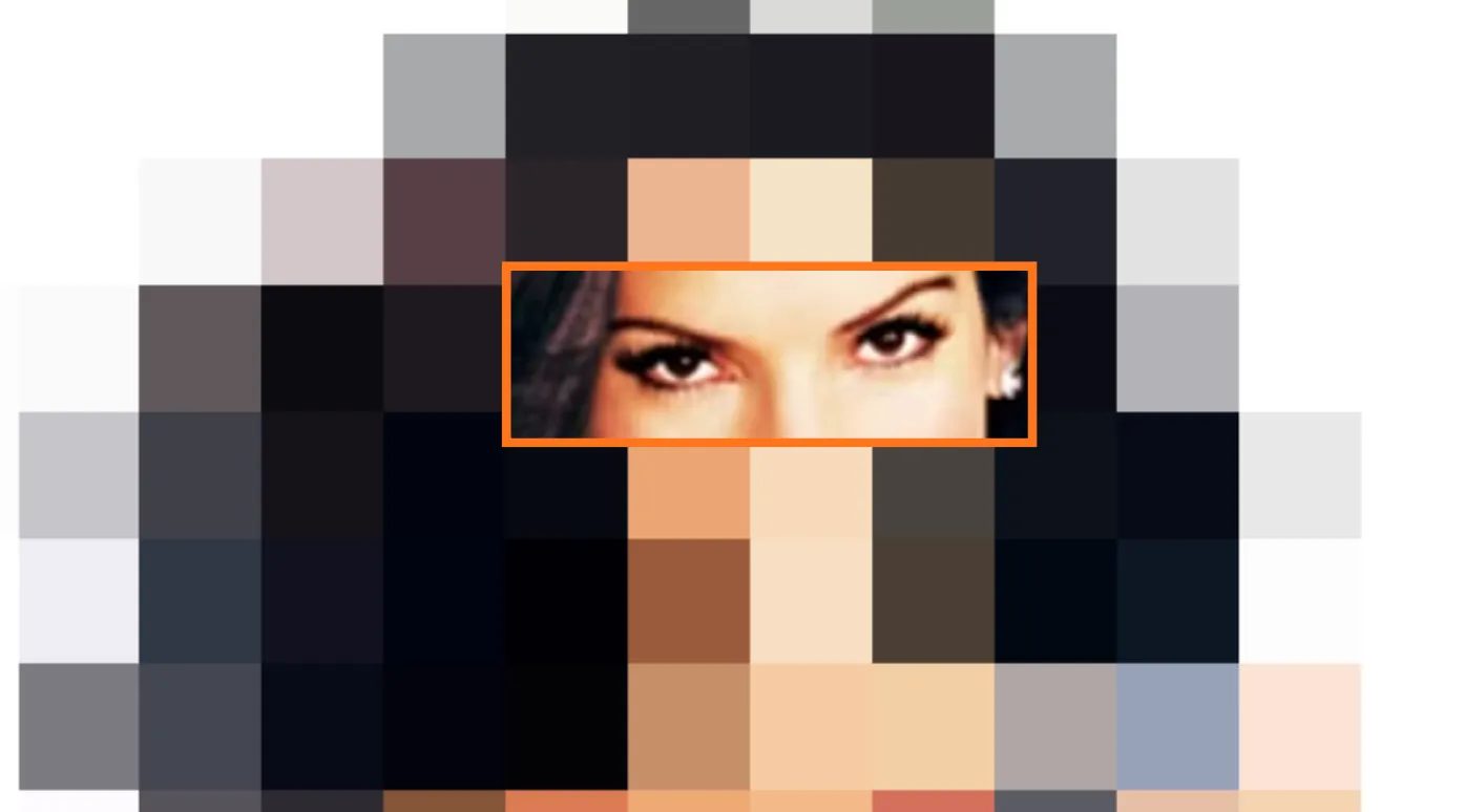 Close-up of female character's eyes from a movie for the Guess The Movie From The Characters' Eyes challenge.