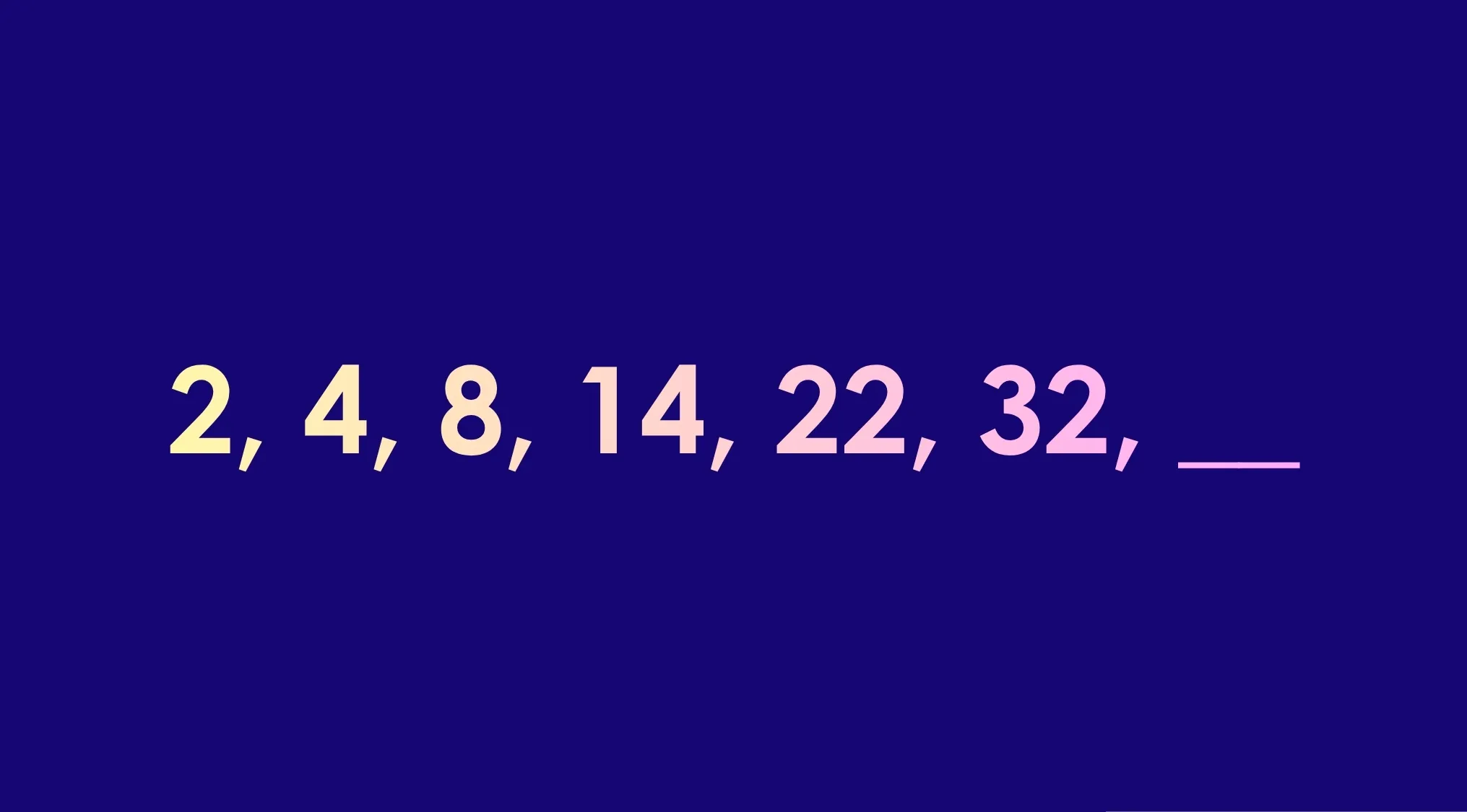 Pattern recognition cognitive test showing a number sequence with a missing next number to find in the pattern.