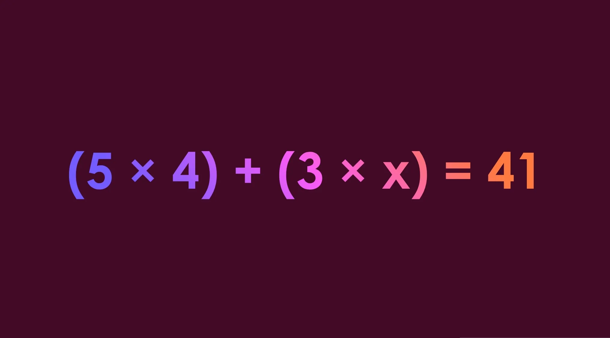 Pattern recognition cognitive test showing an equation with a missing number to solve for x in a math puzzle.