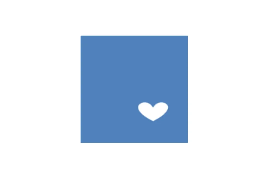 Blue square paper with a single heart-shaped punch near the bottom right corner after being folded.