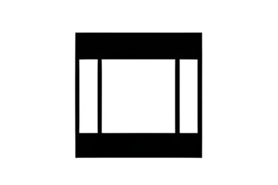 Black and white geometric figure with bars inside a square, illustrating a pattern to complete the matrix puzzle C.