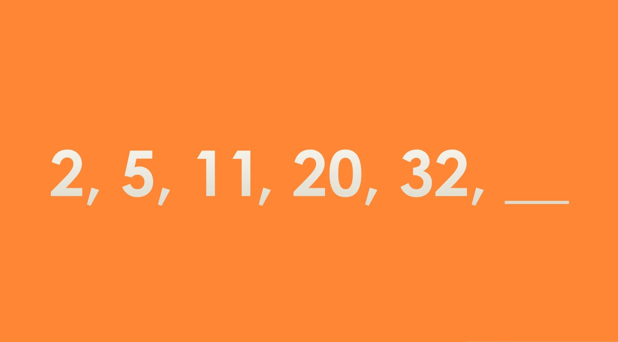Sequence of numbers on orange background, illustrating a pattern recognition cognitive test to find the next number.