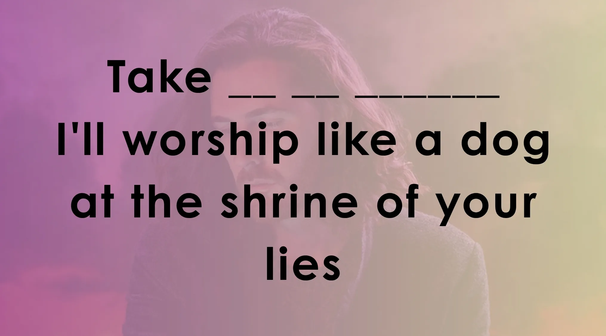 Song lyrics quiz visual featuring missing words to finish popular song lyrics challenge for music fans.