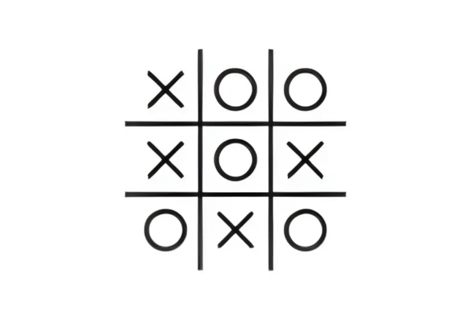 Tic tac toe grid showing X and O marks in a sequence puzzle asking which grid comes next in the sequence D