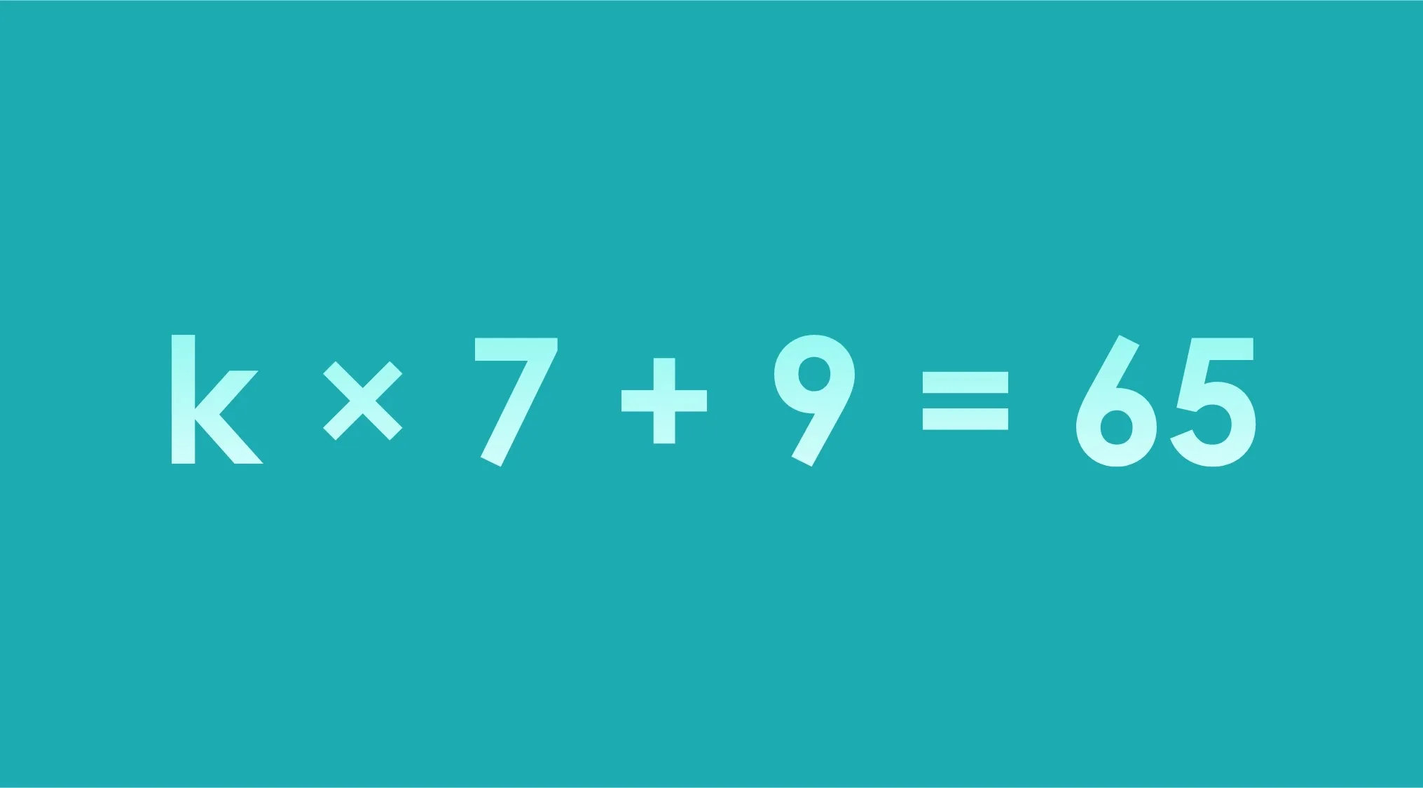 Pattern recognition cognitive test showing an equation to find the missing value k in a math problem.