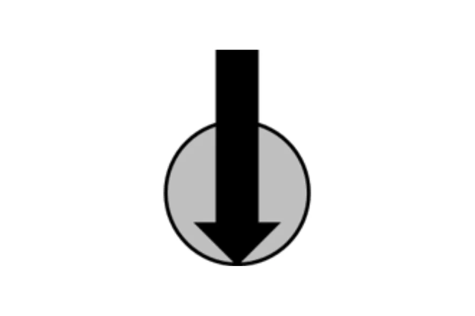 Black downward arrow inside a gray circle representing the piece that completes the matrix, option A.