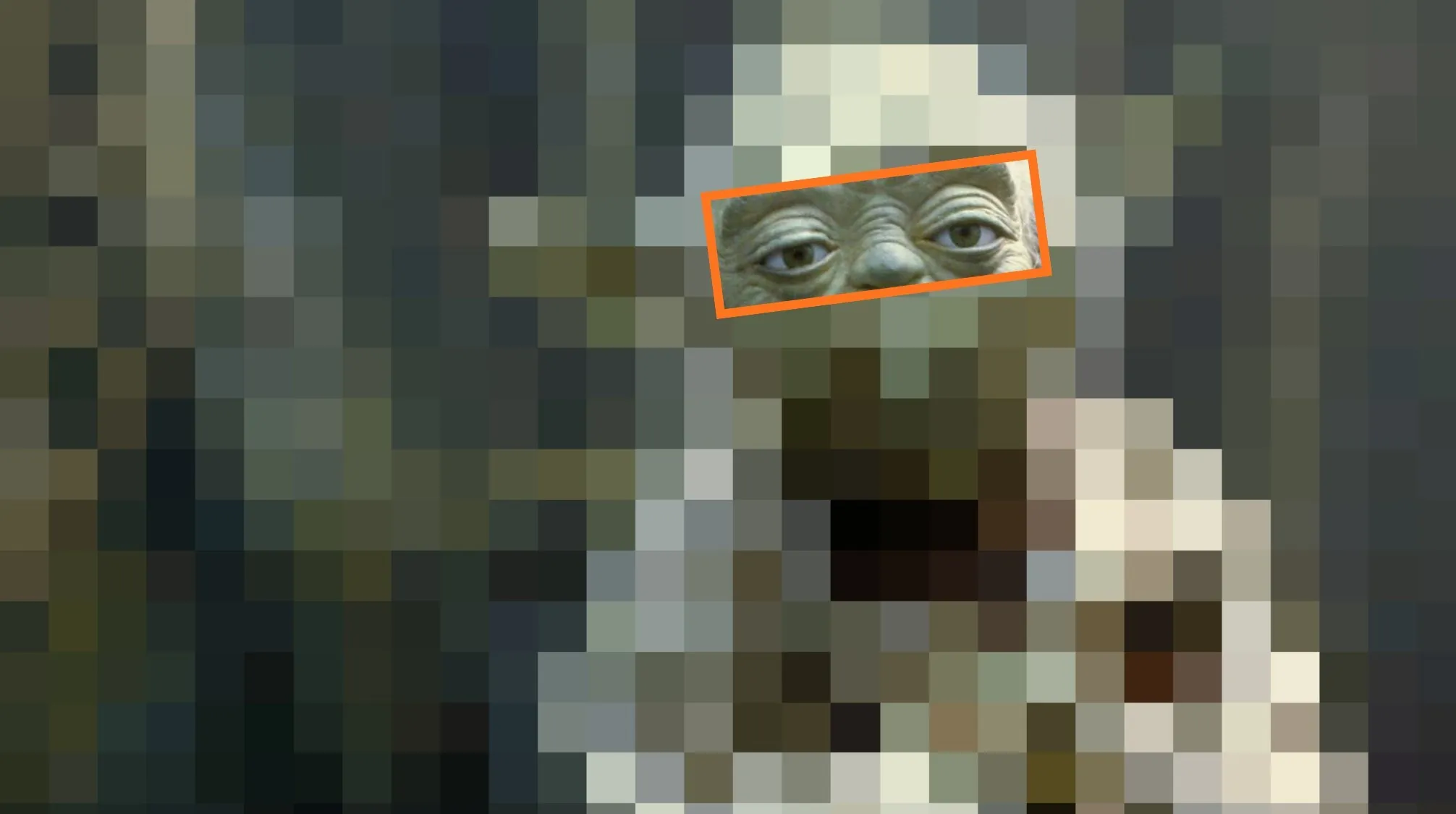 Close-up of a character's eyes from a famous movie saga for the guess the movie from the characters eyes game.