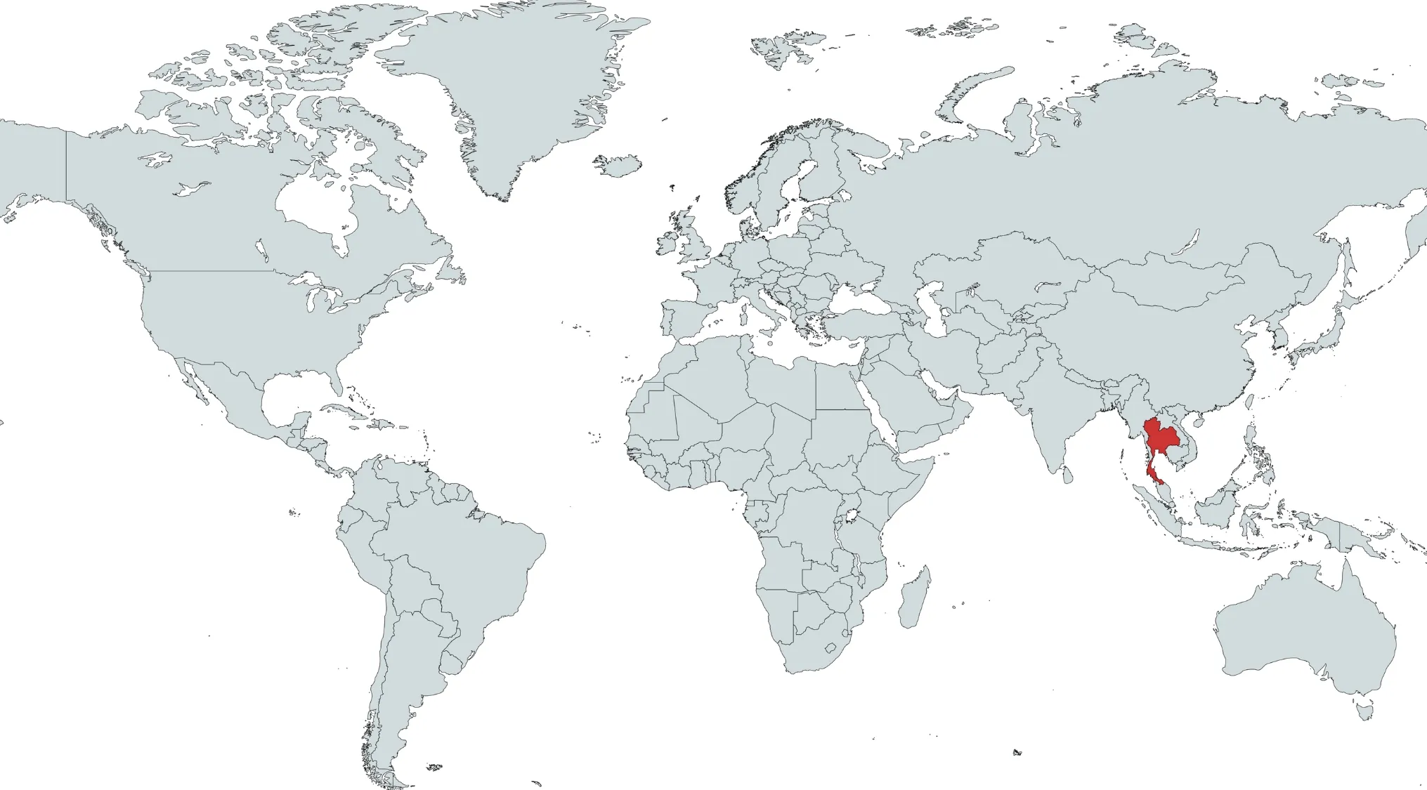 World map highlighting one country in red, focusing on guessing the country on the map for a geography quiz.