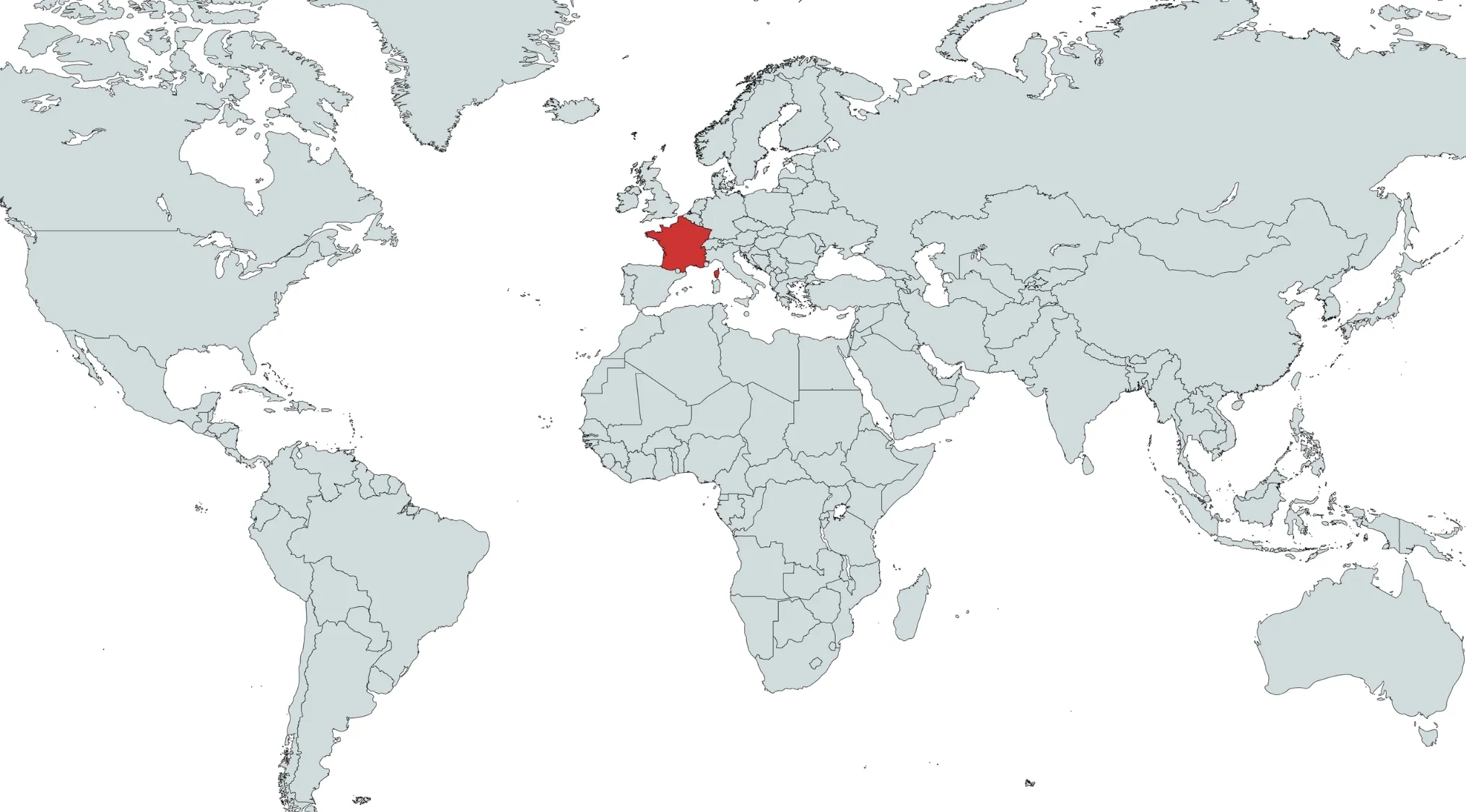 Spot on the world map highlighting one country in red, inviting viewers to guess the country on the map.