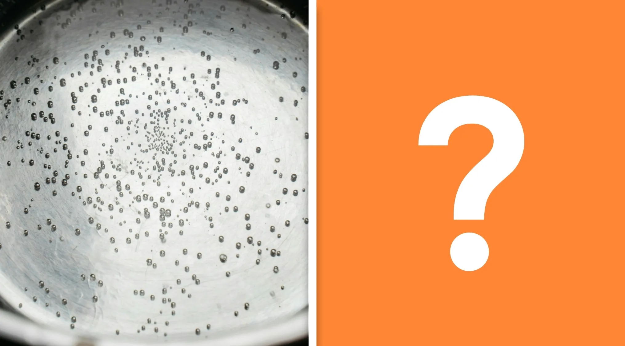 Boiling water with bubbles forming in a pot, representing an easy-to-hard general knowledge quiz question.