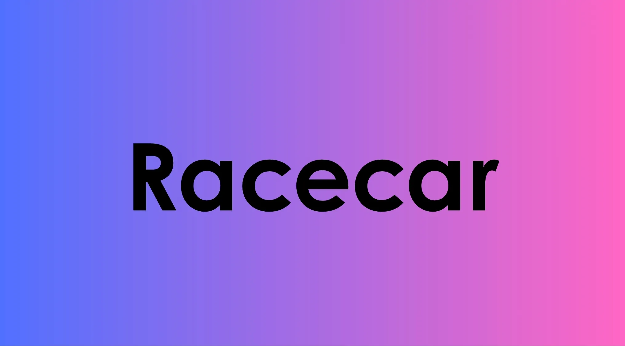 Racecar word example for easy-to-hard general knowledge quiz showing a phrase that reads the same backward and forward.