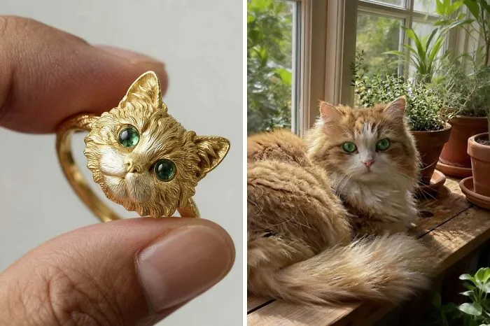 Esculpí un gato en cera y lo convertí en un anillo