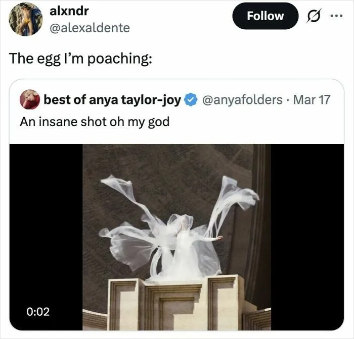Tweet screenshot showing a viral funny moment with a dramatic shot, part of US funny tweets trending in March.