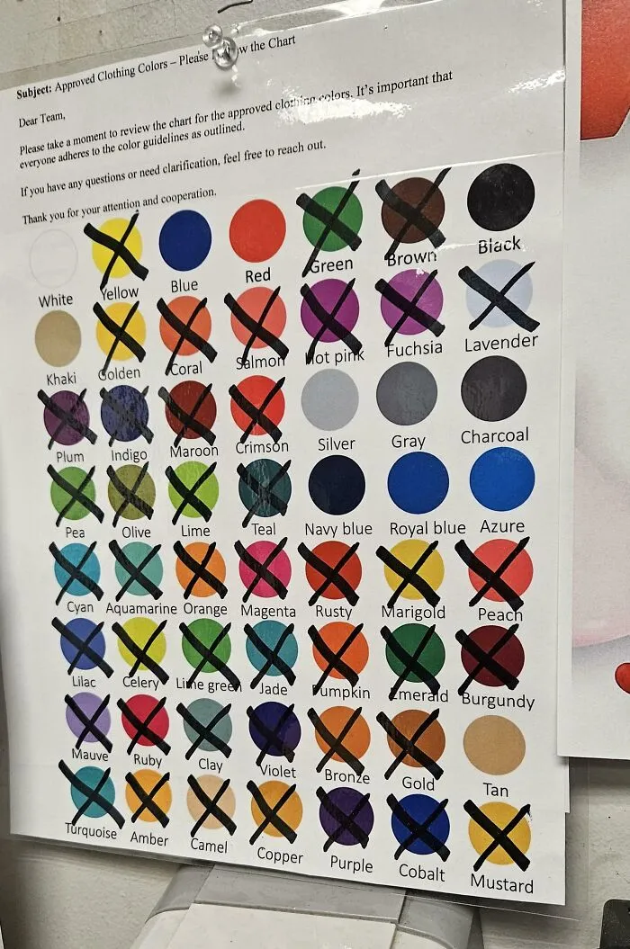 Mandatory Work Colors