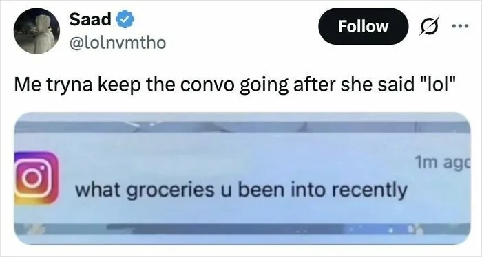 Screenshot of a funny tweet about awkward conversations, part of US humor and viral tweets that had the internet laughing.
