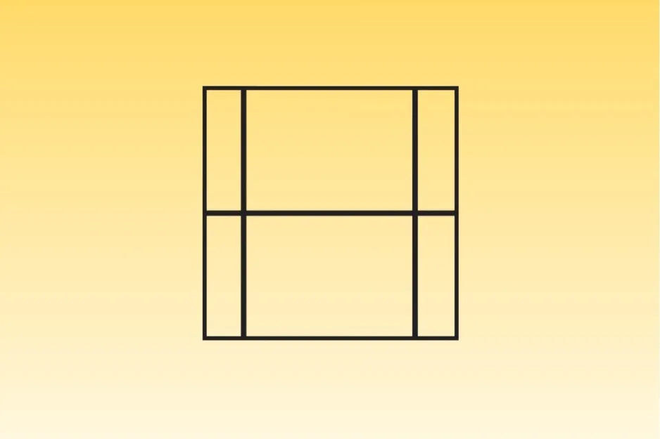 Simple progressive matrix puzzle with black lines on a yellow background, asking which option completes the progressive matrix D