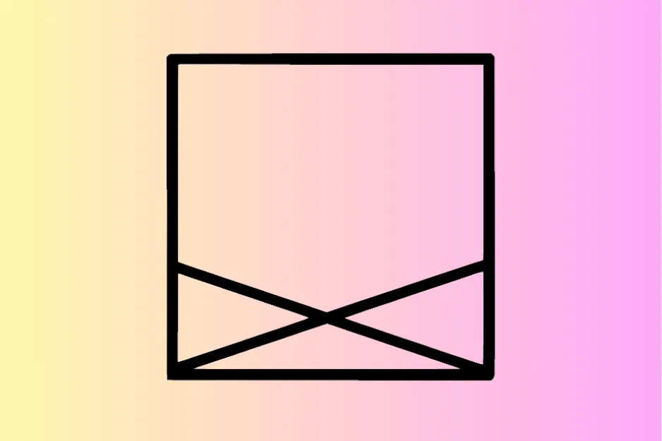 Square with intersecting diagonal and horizontal lines forming a pattern to identify the piece fitting the sequence rule