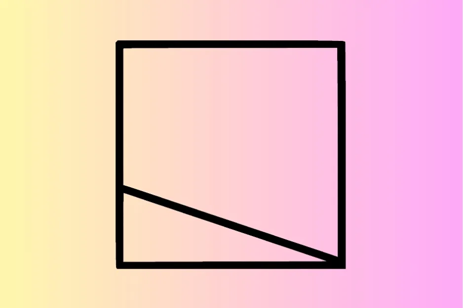 Simple black square with two diagonal lines inside forming three triangular sections on a gradient background.