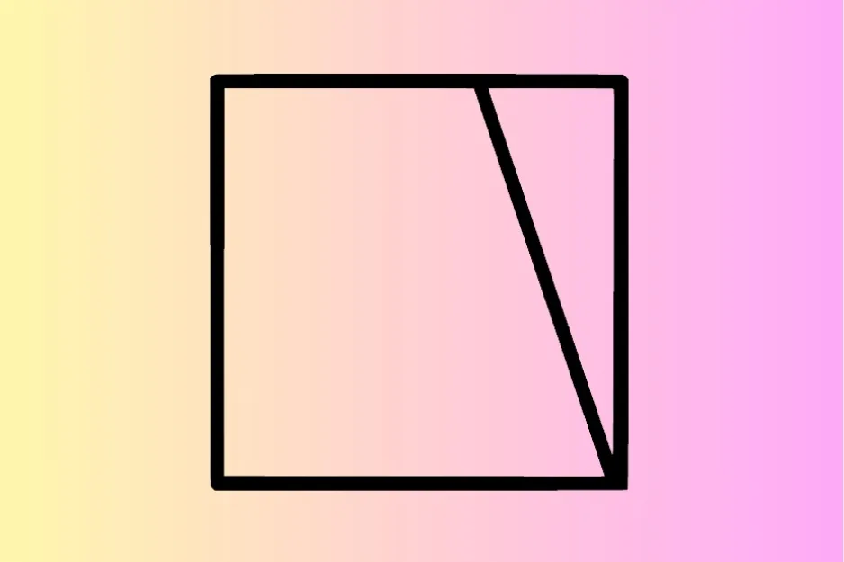 Square shape with a diagonal line from top right corner to bottom edge fitting the sequence rule puzzle.