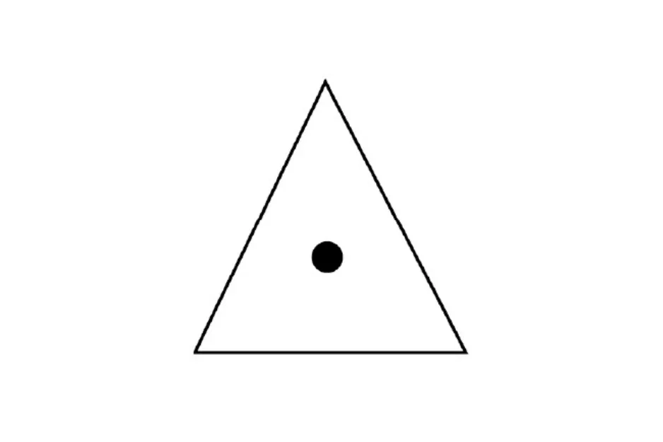 Black dot centered inside a white triangle, illustrating the concept of what comes next in the pattern B.