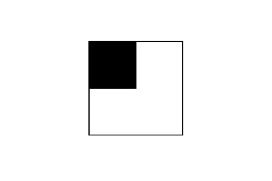 Black and white square with a smaller black square in the upper left corner for figure series completion.