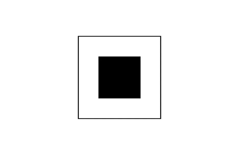Black square inside a larger white square, part of a visual puzzle to pick the figure that completes the series B